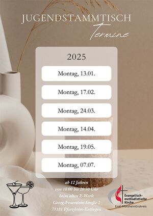 JUST Jugendstammtisch - Termine 2025 Januar-Juli